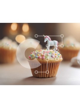 Σετ των 2 Intra Συλλεκτικό Ξύλινο Παζλ Plywood  4mm - Μονόκερος Cupcake με πολύχρωμα πασπάλισμα και κερί Σε Ξύλινο Κουτί - Διαστάσεις: 10x10 cm – 25 κομμάτια