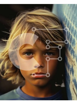 Intra Συλλεκτικό Ξύλινο Παζλ Plywood  4mm - Πορτρέτο ενός όμορφου νεαρού αγοριού με ξανθά μαλλιά και μπλε μάτια Σε Ξύλινο Κουτί - Διαστάσεις Puzzle: 10x10 cm – 25 κομμάτια