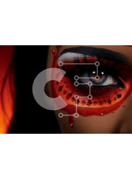 Intra Συλλεκτικό Ξύλινο Παζλ Plywood  4mm - Ζωντανό makeup look με κόκκινες και πορτοκαλί αποχρώσεις Σε Ξύλινο Κουτί - Διαστάσεις Puzzle: 10x10 cm – 25 κομμάτια