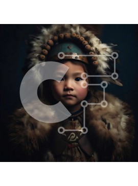 Intra Συλλεκτικό Ξύλινο Παζλ Plywood  4mm - Σοβαρή ιθαγενής Αμερικανίδα με παραδοσιακή ενδυμασία Σε Ξύλινο Κουτί - Διαστάσεις Puzzle: 10x10 cm – 25 κομμάτια