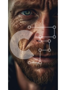 Intra Συλλεκτικό Ξύλινο Παζλ Plywood  4mm - Πορτρέτο του σοβαρού άνδρα με μαύρο δερμάτινο μπουφάν και λευκό μπλουζάκι Σε Ξύλινο Κουτί - Διαστάσεις Puzzle: 10x10 cm – 25 κομμάτια