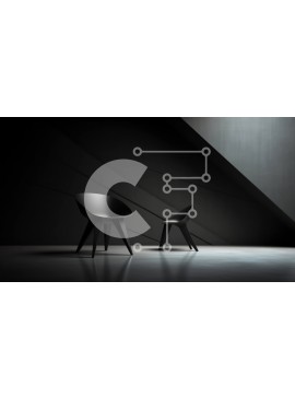 Intra Συλλεκτικό Ξύλινο Παζλ Plywood  4mm - Εσωτερικό σκοτεινό δωμάτιο με μαύρες καρέκλες και τριγωνικό σχήμα Σε Ξύλινο Κουτί - Διαστάσεις Puzzle: 10x10 cm – 25 κομμάτια