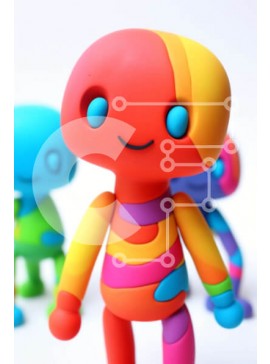 Intra Συλλεκτικό Ξύλινο Παζλ Plywood  4mm - Πολύχρωμα ρομπότ παιχνιδιών που στέκονται το ένα δίπλα στο άλλο Σε Ξύλινο Κουτί - Διαστάσεις: 10x10 cm – 25 κομμάτια