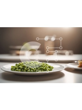 Σετ των 2 Intra Συλλεκτικό Ξύλινο Παζλ Plywood  4mm - Πιάτο με πράσινα μπιζέλια με θέα στην πόλη Σε Ξύλινο Κουτί - Διαστάσεις: 10x10 cm – 25 κομμάτια