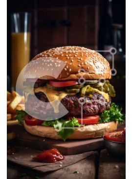 Σετ των 2 Intra Συλλεκτικό Ξύλινο Παζλ Plywood  4mm - Λαχταριστό Cheeseburger με μαρούλι, ντομάτα, τουρσιά και κέτσαπ Σε Ξύλινο Κουτί - Διαστάσεις: 10x10 cm – 25 κομμάτια