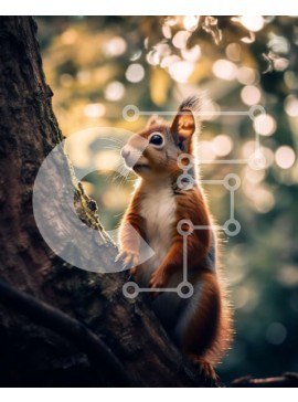 Σετ των 2 Intra Συλλεκτικό Ξύλινο Παζλ Plywood  4mm - Αξιολάτρευτη εικόνα ενός κόκκινου σκίουρου σε ένα δάσος Σε Ξύλινο Κουτί - Διαστάσεις: 10x10 cm – 25 κομμάτια