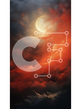 Σετ των 2 Intra Συλλεκτικό Ξύλινο Παζλ Plywood  4mm - Ηλιοβασίλεμα με πανσέληνο και σκοτεινά σύννεφα Σε Ξύλινο Κουτί - Διαστάσεις: 10x10 cm – 25 κομμάτια