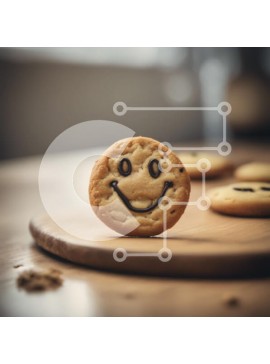 Σετ των 2 Intra Συλλεκτικό Ξύλινο Παζλ Plywood  4mm - Μπισκότο με χαμογελαστό πρόσωπο σε ξύλινη σανίδα κοπής Σε Ξύλινο Κουτί - Διαστάσεις: 10x10 cm – 25 κομμάτια