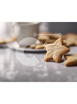 Σετ των 2 Intra Συλλεκτικό Ξύλινο Παζλ Plywood  4mm - Μπισκότα και καφές σε σχήμα αστεριού στο τραπέζι Σε Ξύλινο Κουτί - Διαστάσεις: 10x10 cm – 25 κομμάτια