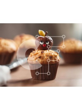 Σετ των 2 Intra Συλλεκτικό Ξύλινο Παζλ Plywood  4mm - Cupcake με διακόσμηση μήλου Σε Ξύλινο Κουτί - Διαστάσεις: 10x10 cm – 25 κομμάτια