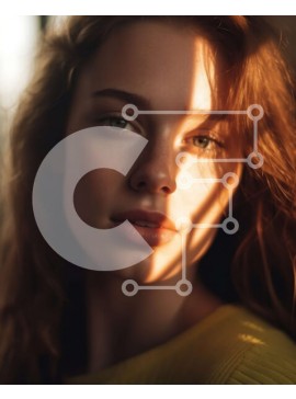 Intra Συλλεκτικό Ξύλινο Παζλ Plywood  4mm - Όμορφο πορτρέτο μιας νεαρής γυναίκας με κόκκινα μαλλιά και κίτρινο πουλόβερ Σε Ξύλινο Κουτί - Διαστάσεις Puzzle: 10x10 cm – 25 κομμάτια