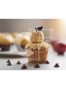 Σετ των 2 Intra Συλλεκτικό Ξύλινο Παζλ Plywood  4mm - Cupcake με διακόσμηση μήλου και τσιπς σοκολάτας Σε Ξύλινο Κουτί - Διαστάσεις: 10x10 cm – 25 κομμάτια