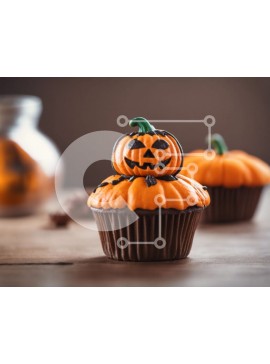 Σετ των 2 Intra Συλλεκτικό Ξύλινο Παζλ Plywood  4mm - Cupcakes σε σχήμα κολοκύθας με παγωμένο σοκολάτα Σε Ξύλινο Κουτί - Διαστάσεις: 10x10 cm – 25 κομμάτια