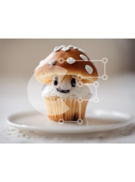 Σετ των 2 Intra Συλλεκτικό Ξύλινο Παζλ Plywood  4mm - Διακόσμηση με μανιτάρια Cupcake σε λευκό πιάτο Σε Ξύλινο Κουτί - Διαστάσεις: 10x10 cm – 25 κομμάτια