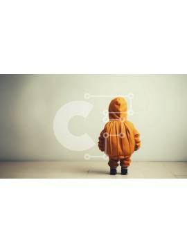 Intra Συλλεκτικό Ξύλινο Παζλ Plywood  4mm - Παιδί που φοράει πορτοκαλί κοστούμι στέκεται στο παρασκήνιο Σε Ξύλινο Κουτί - Διαστάσεις Puzzle: 10x10 cm – 25 κομμάτια
