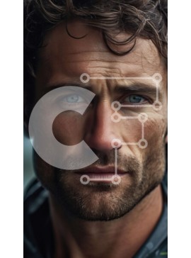 Intra Συλλεκτικό Ξύλινο Παζλ Plywood  4mm - Σοβαρός άντρας με σγουρά μαλλιά και γένια με μαύρο σακάκι Σε Ξύλινο Κουτί - Διαστάσεις Puzzle: 10x10 cm – 25 κομμάτια