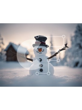 Intra Συλλεκτικό Ξύλινο Παζλ Plywood  4mm - Χιονάνθρωπος στο χιόνι του χειμώνα Σε Ξύλινο Κουτί - Διαστάσεις Puzzle: 10x10 cm – 25 κομμάτια