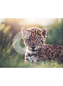 Σετ των 2 Intra Συλλεκτικό Ξύλινο Παζλ Plywood  4mm - Μωρό Jaguar Cub σε ψηλό γρασίδι Σε Ξύλινο Κουτί - Διαστάσεις: 10x10 cm – 25 κομμάτια