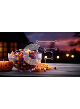 Intra Συλλεκτικό Ξύλινο Παζλ Plywood  4mm - Διακοσμητικά με θέμα το Halloween με καραμέλα και κεριά Σε Ξύλινο Κουτί - Διαστάσεις Puzzle: 10x10 cm – 25 κομμάτια