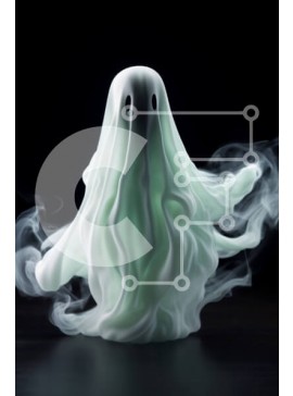 Intra Συλλεκτικό Ξύλινο Παζλ Plywood  4mm - Λευκό ειδώλιο φάντασμα που επιπλέει στον αέρα με καπνό Σε Ξύλινο Κουτί - Διαστάσεις Puzzle: 10x10 cm – 25 κομμάτια