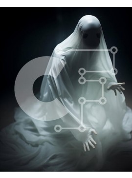 Intra Συλλεκτικό Ξύλινο Παζλ Plywood  4mm - Λευκή φιγούρα φάντασμα που κάθεται στο σκοτάδι Σε Ξύλινο Κουτί - Διαστάσεις Puzzle: 10x10 cm – 25 κομμάτια