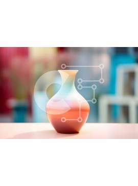 Intra Συλλεκτικό Ξύλινο Παζλ Plywood  4mm - Πολύχρωμο βάζο σε τραπέζι εξωτερικού χώρου με φυτά σε γλάστρες Σε Ξύλινο Κουτί - Διαστάσεις: 10x10 cm – 25 κομμάτια