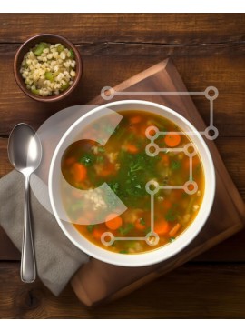 Σετ των 2 Intra Συλλεκτικό Ξύλινο Παζλ Plywood  4mm - Νόστιμη σούπα λαχανικών με καρότα, πατάτες και πράσινα φασόλια Σε Ξύλινο Κουτί - Διαστάσεις: 10x10 cm – 25 κομμάτια