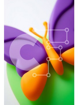 Σετ των 2 Intra Συλλεκτικό Ξύλινο Παζλ Plywood  4mm - Μωβ και πορτοκαλί ειδώλιο πεταλούδας σε ζωντανό φόντο Σε Ξύλινο Κουτί - Διαστάσεις: 10x10 cm – 25 κομμάτια