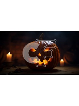 Intra Συλλεκτικό Ξύλινο Παζλ Plywood  4mm - Σκαλισμένη και αναμμένη κολοκύθα με κεριά στο σκοτάδι Σε Ξύλινο Κουτί - Διαστάσεις Puzzle: 10x10 cm – 25 κομμάτια