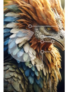 Σετ των 2 Intra Συλλεκτικό Ξύλινο Παζλ Plywood  4mm - Ισχυρό και όμορφο μυθικό πλάσμα με έντονα χρωματιστά φτερά και μεγάλο ράμφος Σε Ξύλινο Κουτί - Διαστάσεις: 10x10 cm – 25 κομμάτια