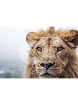 Σετ των 2 Intra Συλλεκτικό Ξύλινο Παζλ Plywood  4mm - Μεγαλοπρεπές λιοντάρι στην ομίχλη Σε Ξύλινο Κουτί - Διαστάσεις: 10x10 cm – 25 κομμάτια