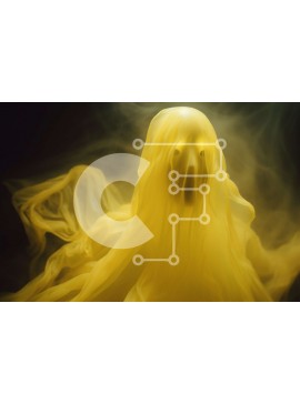 Intra Συλλεκτικό Ξύλινο Παζλ Plywood  4mm - Κίτρινο φάντασμα που επιπλέει στον αέρα Σε Ξύλινο Κουτί - Διαστάσεις Puzzle: 10x10 cm – 25 κομμάτια