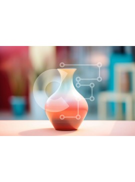 Intra Συλλεκτικό Ξύλινο Παζλ Plywood  4mm - Πορτοκαλί και κόκκινο βάζο στο τραπέζι με φυτά σε γλάστρες Σε Ξύλινο Κουτί - Διαστάσεις Puzzle: 10x10 cm – 25 κομμάτια