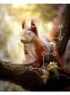 Σετ των 2 Intra Συλλεκτικό Ξύλινο Παζλ Plywood  4mm - Αξιολάτρευτη εικόνα ενός κόκκινου σκίουρου σε ένα δάσος Σε Ξύλινο Κουτί - Διαστάσεις: 10x10 cm – 25 κομμάτια