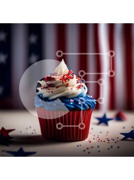 Σετ των 2 Intra Συλλεκτικό Ξύλινο Παζλ Plywood  4mm - Λαχταριστό cupcake με πατριωτικά χρώματα και γαρνιτούρες Σε Ξύλινο Κουτί - Διαστάσεις: 10x10 cm – 25 κομμάτια