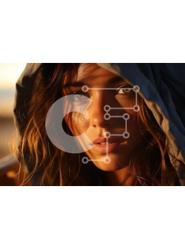 Intra Συλλεκτικό Ξύλινο Παζλ Plywood  4mm - Κομψή γυναίκα που φοράει κουκούλα, χαμένη στη σκέψη Σε Ξύλινο Κουτί - Διαστάσεις Puzzle: 10x10 cm – 25 κομμάτια