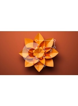 Intra Συλλεκτικό Ξύλινο Παζλ Plywood  4mm - Πορτοκαλί Χαρτί Λουλούδι Τέχνη Σε Ξύλινο Κουτί - Διαστάσεις Puzzle: 10x10 cm – 25 κομμάτια