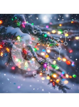 Intra Συλλεκτικό Ξύλινο Παζλ Plywood  4mm - Χιονισμένο κλαδί δέντρου με χριστουγεννιάτικα φώτα Σε Ξύλινο Κουτί - Διαστάσεις Puzzle: 10x10 cm – 25 κομμάτια