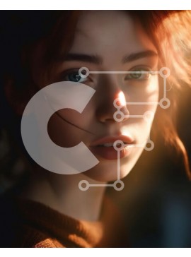 Intra Συλλεκτικό Ξύλινο Παζλ Plywood  4mm - Σοβαρό πορτρέτο μιας νεαρής γυναίκας με κόκκινα μαλλιά και καστανά μάτια Σε Ξύλινο Κουτί - Διαστάσεις Puzzle: 10x10 cm – 25 κομμάτια