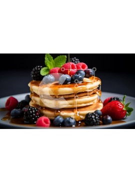 Σετ των 2 Intra Συλλεκτικό Ξύλινο Παζλ Plywood  4mm - Στοίβα από τηγανίτες με φρέσκα μούρα και σιρόπι Σε Ξύλινο Κουτί - Διαστάσεις: 10x10 cm – 25 κομμάτια