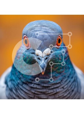 Intra Συλλεκτικό Ξύλινο Παζλ Plywood  4mm - Εκπληκτική κοντινή πλάνο του προσώπου ενός περιστεριού με κόκκινα μάτια Σε Ξύλινο Κουτί - Διαστάσεις: 10x10 cm – 25 κομμάτια