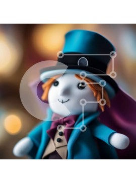 Intra Συλλεκτικό Ξύλινο Παζλ Plywood  4mm - Αξιολάτρευτη εικόνα ενός χιονάνθρωπου με μπλε καπέλο και κόκκινο κασκόλ Σε Ξύλινο Κουτί - Διαστάσεις Puzzle: 10x10 cm – 25 κομμάτια