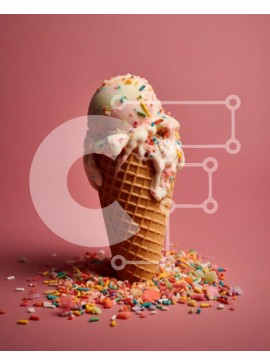 Σετ των 2 Intra Συλλεκτικό Ξύλινο Παζλ Plywood  4mm - Νόστιμη μεζούρα παγωτό βανίλια με πασπάλισμα σε χωνάκι βάφλας Σε Ξύλινο Κουτί - Διαστάσεις: 10x10 cm – 25 κομμάτια