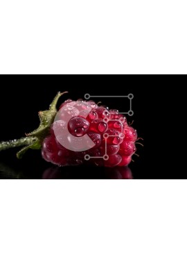 Σετ των 2 Intra Συλλεκτικό Ξύλινο Παζλ Plywood  4mm - Φρέσκο ​​κόκκινο βατόμουρο με σταγονίδια νερού σε μαύρο φόντο Σε Ξύλινο Κουτί - Διαστάσεις: 10x10 cm – 25 κομμάτια