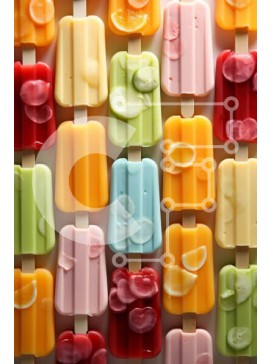 Σετ των 2 Intra Συλλεκτικό Ξύλινο Παζλ Plywood  4mm - Ζωντανή εικόνα με πολύχρωμα Popsicles σε καθαρό φόντο Σε Ξύλινο Κουτί - Διαστάσεις: 10x10 cm – 25 κομμάτια