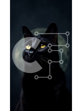 Σετ των 2 Intra Συλλεκτικό Ξύλινο Παζλ Plywood  4mm - Μυστηριώδης εικόνα μιας μαύρης γάτας με κίτρινα μάτια Σε Ξύλινο Κουτί - Διαστάσεις: 10x10 cm – 25 κομμάτια