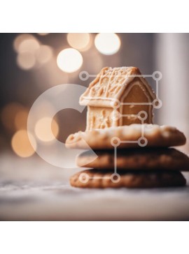 Σετ των 2 Intra Συλλεκτικό Ξύλινο Παζλ Plywood  4mm - Στοίβα μπισκότα μελόψωμο με μπισκότο σε σχήμα σπιτιού Σε Ξύλινο Κουτί - Διαστάσεις: 10x10 cm – 25 κομμάτια