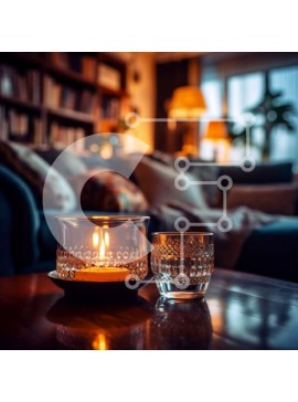 Intra Συλλεκτικό Ξύλινο Παζλ Plywood  4mm - Ζεστό και άνετο σαλόνι με κεριά και ποτήρι κρασιού Σε Ξύλινο Κουτί - Διαστάσεις Puzzle: 10x10 cm – 25 κομμάτια