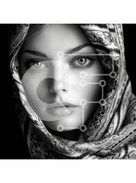 Σετ των 2 Intra Συλλεκτικό Ξύλινο Παζλ Plywood  4mm - Σοβαρή γυναίκα που φορά ένα μοτίβο κασκόλ Σε Ξύλινο Κουτί - Διαστάσεις: 10x10 cm – 25 κομμάτια