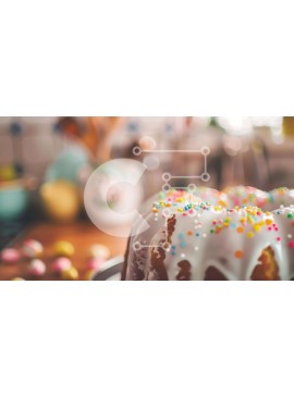 Σετ των 2 Intra Συλλεκτικό Ξύλινο Παζλ Plywood  4mm - Πολύχρωμο κέικ Sprinkle Bundt στο τραπέζι στην ανοιχτή κουζίνα Σε Ξύλινο Κουτί - Διαστάσεις: 10x10 cm – 25 κομμάτια